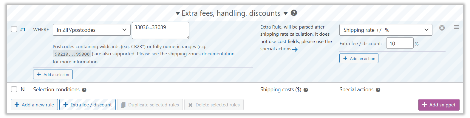 Extra fees and discounts in shipping price