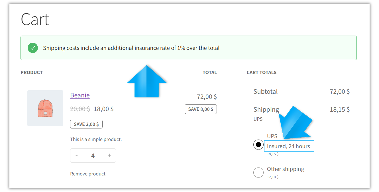 WooCommerce custom message and method renamed