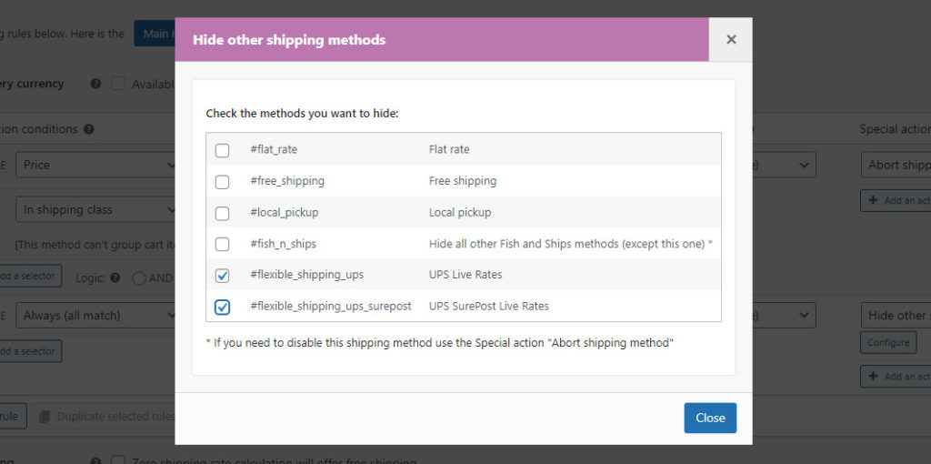 Hide UPS shipping method conditionally